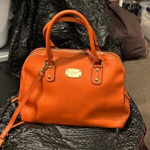 Michael Kors Bright Orange Handbag with Gold Accents